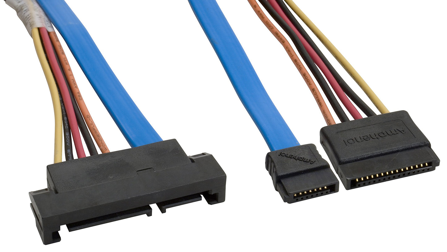 Amphenol CS-SATDRIVEX2-001 Serial ATA SATA Drive Connector Extension Cable, 1 m, 3.3', Blue