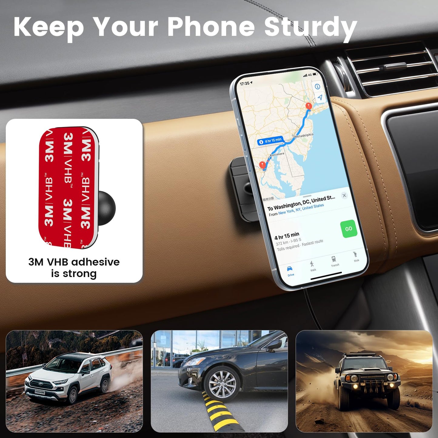 OHLPRO 15W Magsafe Car Mount Charger for iPhone 17, Fast Wireless Charging Magnetic CD Slot Holder with 3M Adhesive Base for Dashboard, Aluminum