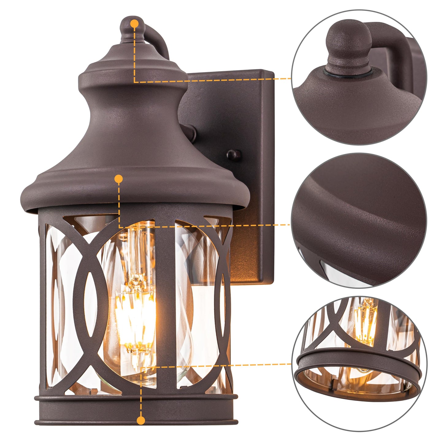 Laplusbelle 2-Pack Outdoor Wall Lights, Porch Lights, Waterproof Outdoor Wall Sconce, Exterior Light Fixture Bronze Finish with Clear Glass Shade