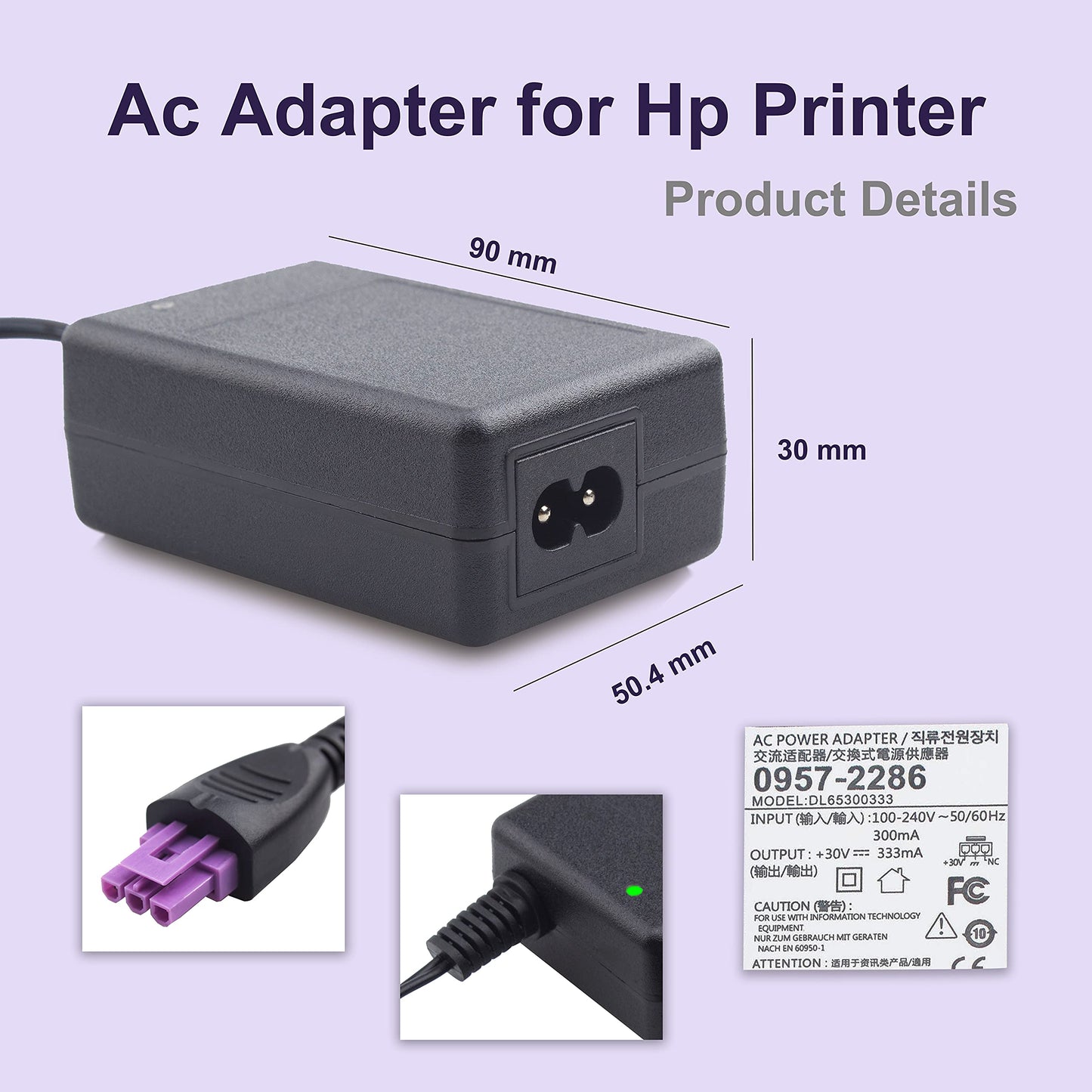 Burflo 30V 333mA Ac Adapter Compatible with HP Printer 0957-2286 1000 1050 1051 1055 1056 2000 2050 3000 3050 3050A 3051A 3052A 3054 3510 3512…