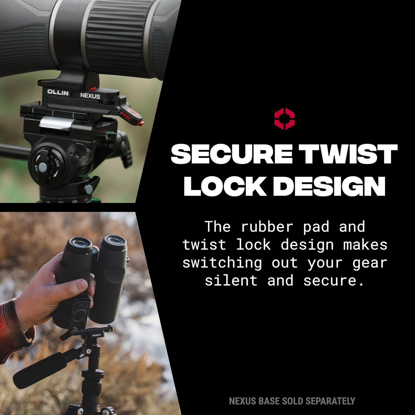 OLLIN Nexus Plate Universal Tripod Adapter - Magnetic Quick Release Attachment, Camera, Optics, Firearm Mount