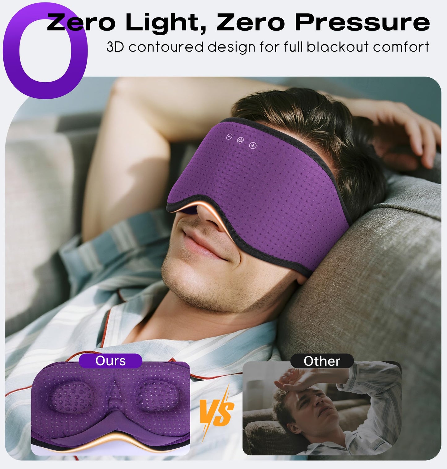 MUSICOZY Sleep Headphones with Bluetooth 5.4 Sleep Mask, Removable 3D Eye Cups for Zero Pressure Comfort, Wireless Bluetooth Eye Mask for Sleeping…