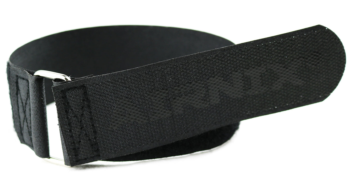 AIRNIX 4pc 22" x 1.5" (19" useable) Hook and Loop Nylon Cinch Straps, Reusable Fastening, Securing, Cable Straps, Metal Buckle, Black