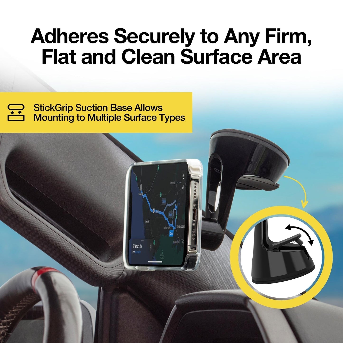 Scosche MP2WD-XTSP MagicMount Pro2 Magnetic Car Phone Holder - Ultimate Magnetic Car Mount for Windshield or Dashboard with Suction Cup - Compatible