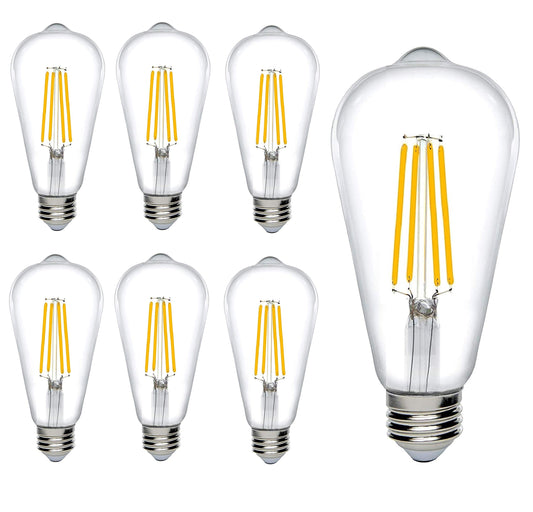 Bioluz Dimmable Edison Light Bulbs - 800 Lumen Soft White 3000K LED Replacement for Incandescent Light Bulbs - 6-Pack Vintage Soft White Light Bulbs