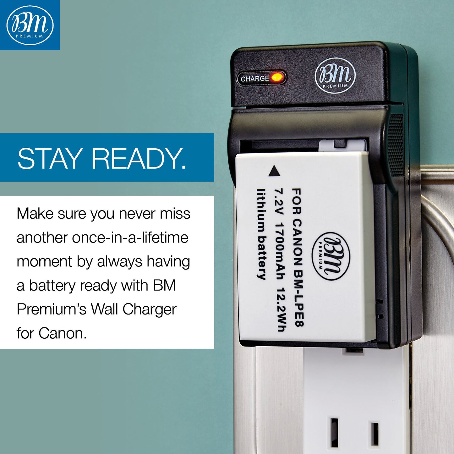 BM Premium LP-E8 Battery and Battery Charger for Canon EOS Rebel T2i, T3i, T4i, T5i, EOS 550D, EOS 600D, EOS 650D, EOS 700D DSLR Digital Camera