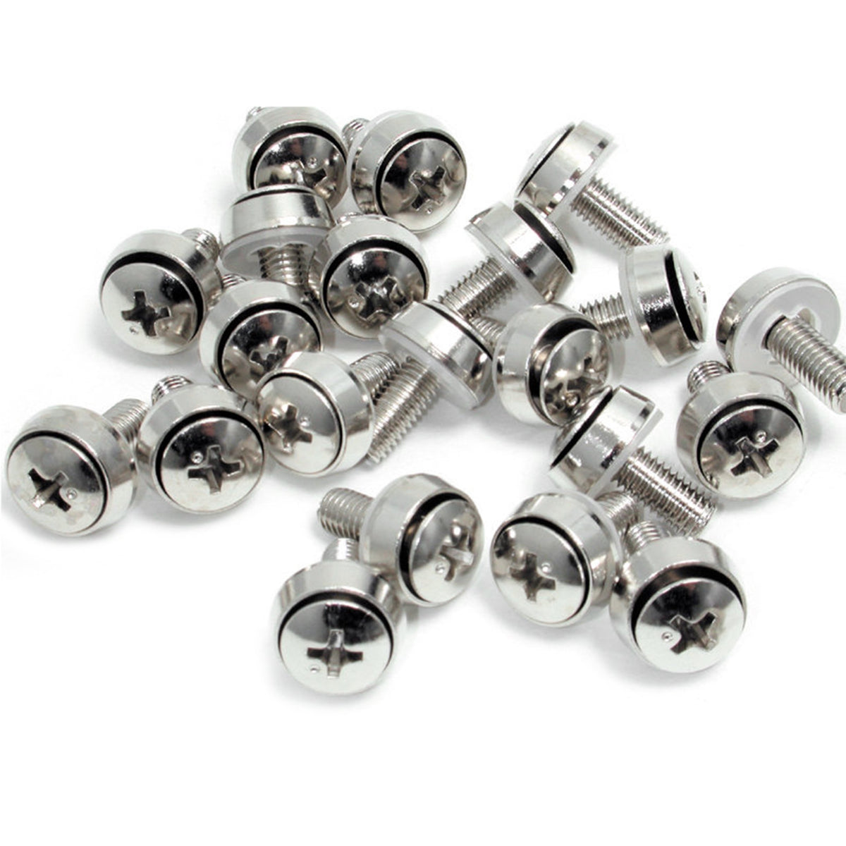 StarTech 100-Pack M6 12mm Mounting Screws, Nickel-Plated, 19in & 10in, TAA