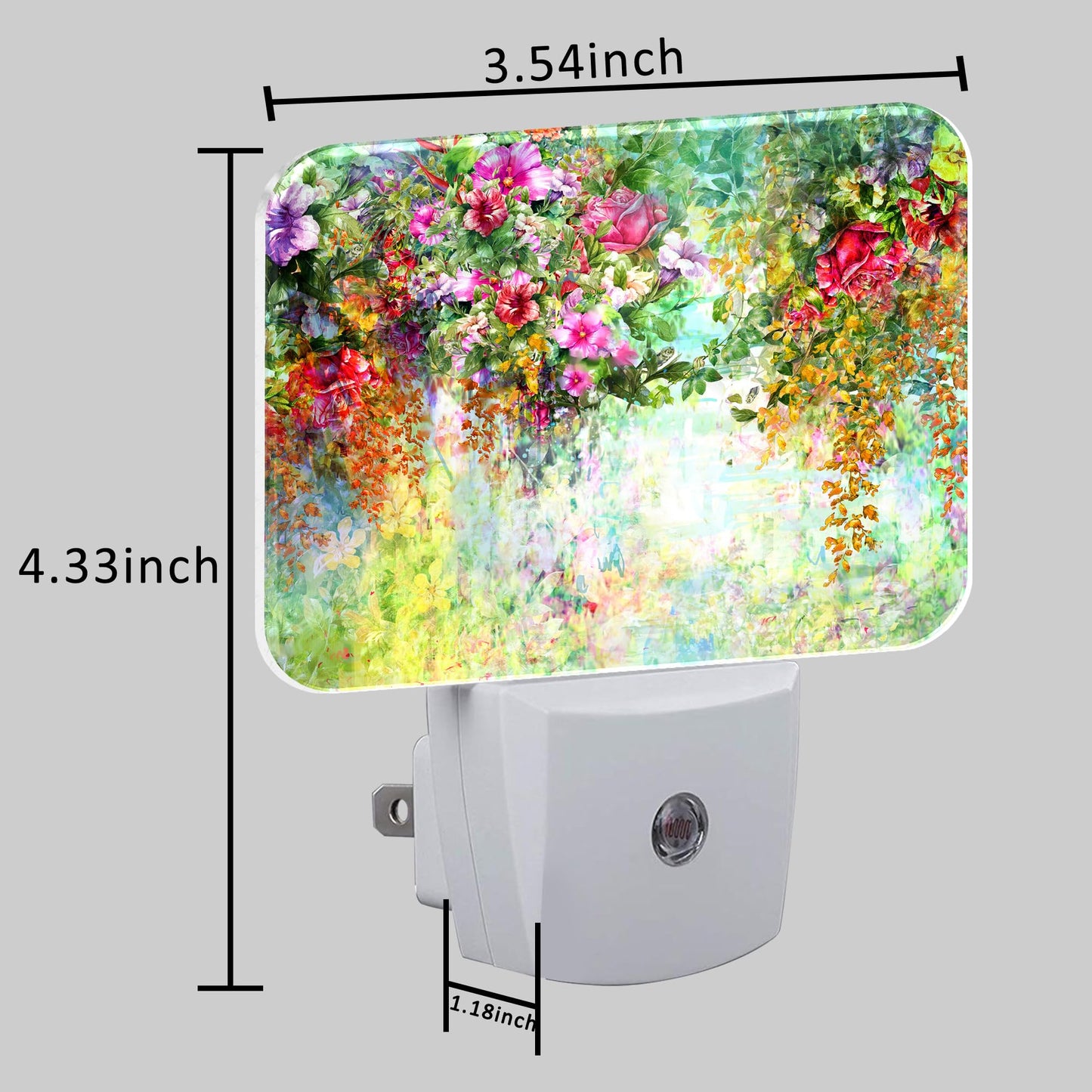 Abstract Watercolor Flowers Night Light Flowers Oli Painting Nightlight Plug into Wall with Dusk to Dawn Sensor for Kid Girls Boys Women Men Room