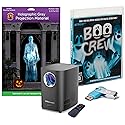 HoliScapes® USB Projector Kit - AtmosFX Boo Crew USB + Projector + 5.5' x 9' Large Gray Holographic Screen for Halloween Projection