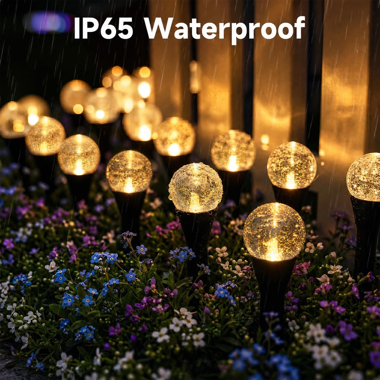SyouHome Solar Pathway Lights Outdoor, 2-Pack 60 LED 43FT Crystal Solar Garden Lights Waterproof, 8 Modes Landscape Lighting for Yard Patio Walkway