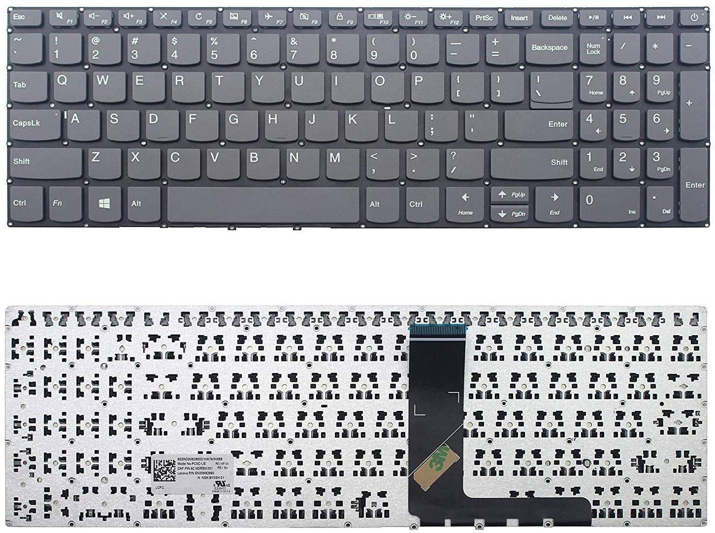 US Black English Laptop Keyboard (Without Frame) Replacement for Lenovo Ideapad 330-15ARR 330-15AST 330-15IKB 81DC 81DE 330-15ICH 330-15ICN 330-15IGM