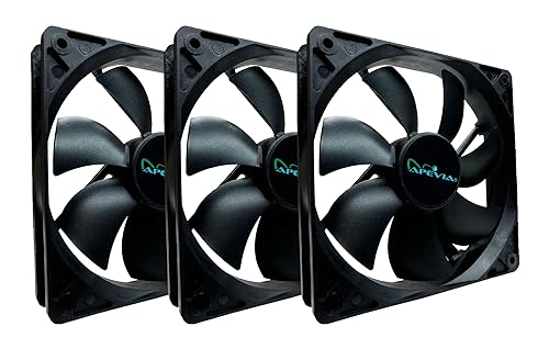APEVIA CF314S-BK 140mm 4pin Molex & 3pin Motherboard Black Silent Case Fan (3-pk)