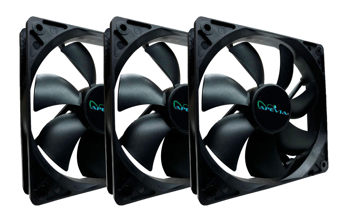APEVIA CF314S-BK 140mm 4pin Molex & 3pin Motherboard Black Silent Case Fan (3-pk)