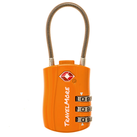 TSA Approved Travel Cable Luggage Lock – 1 Pack Orange Combination Padlock for Suitcases & Backpacks