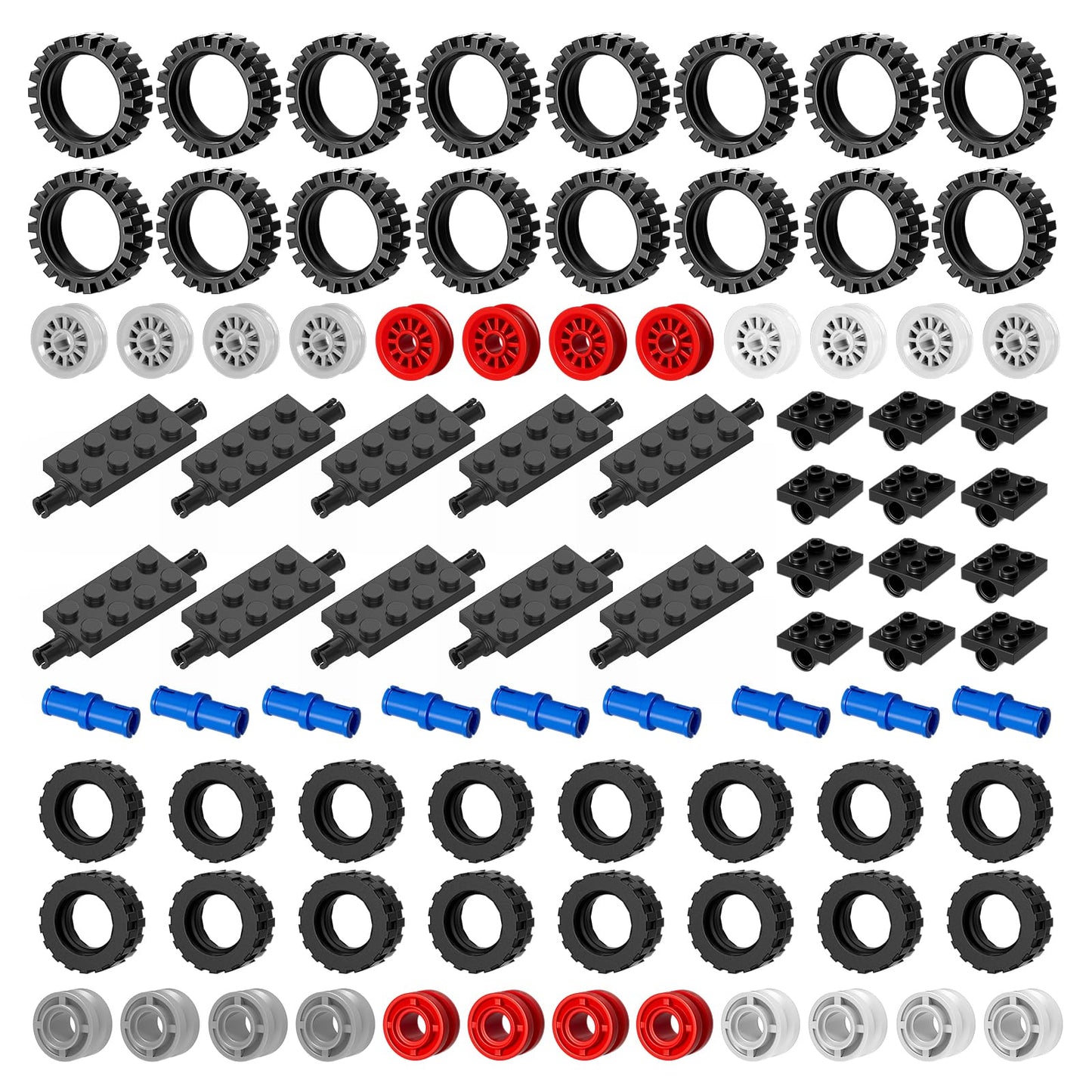 Wheels & Axles Building Kit 98pcs – Compatible with Lego, Car Parts & Classic Pieces Bulk Set, Educational Construction Toys