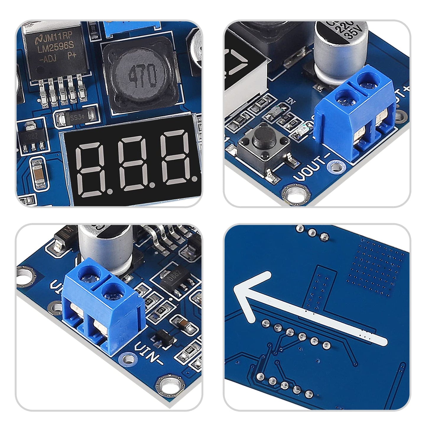 Diitao 3pcs LM2596 LM2596S Buck Converter DC-DC 4-40V to 1.25-37V 2A Reduced Voltage Regulator Power Modules Adjustable Board Step Down Module…