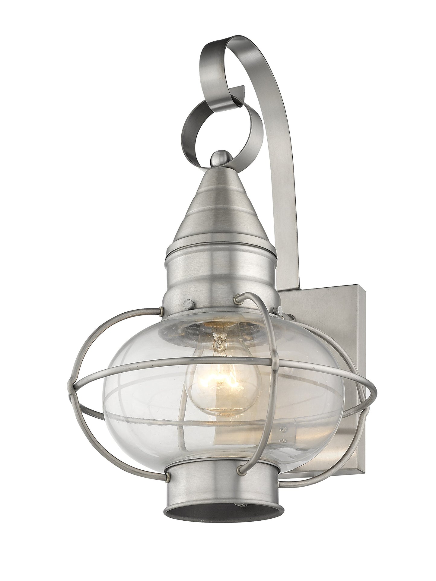 Livex Lighting 26901-91 Transitional One Light Outdoor Wall Lantern from Newburyport Collection in Pwt, Nckl, B/S, Slvr. Finish, Brushed Nickel