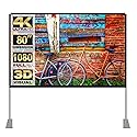 Portable Projector Screen Stand Outdoor: Movie Projection Screen 80 inch 4K HD16:9 Outside Screen with Carry Bag for Home Theater Backyard Cinema