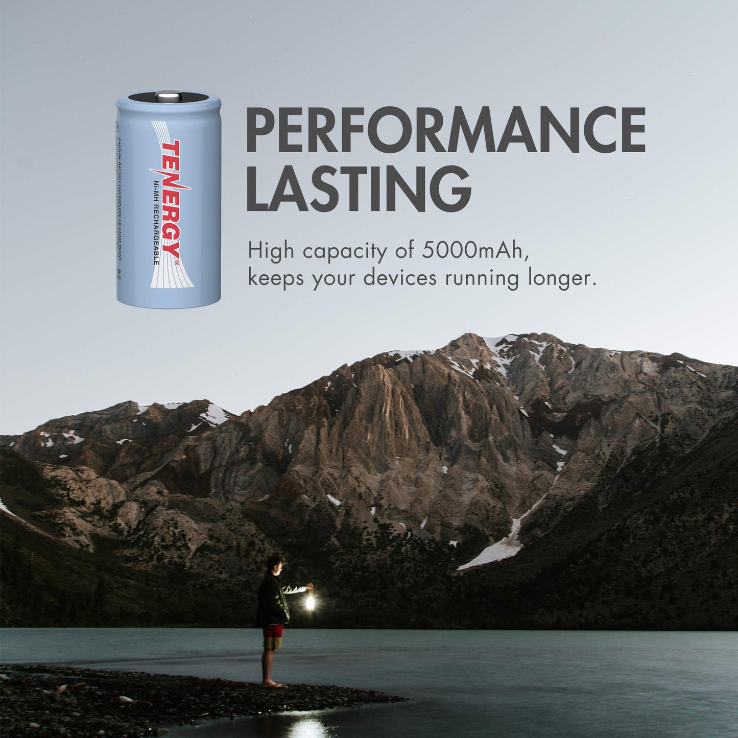 Tenergy C Size Battery 1.2V 5000mAh High Capacity NiMH Rechargeable Battery for LED Flashlights Kids Toy and More (8 pcs)