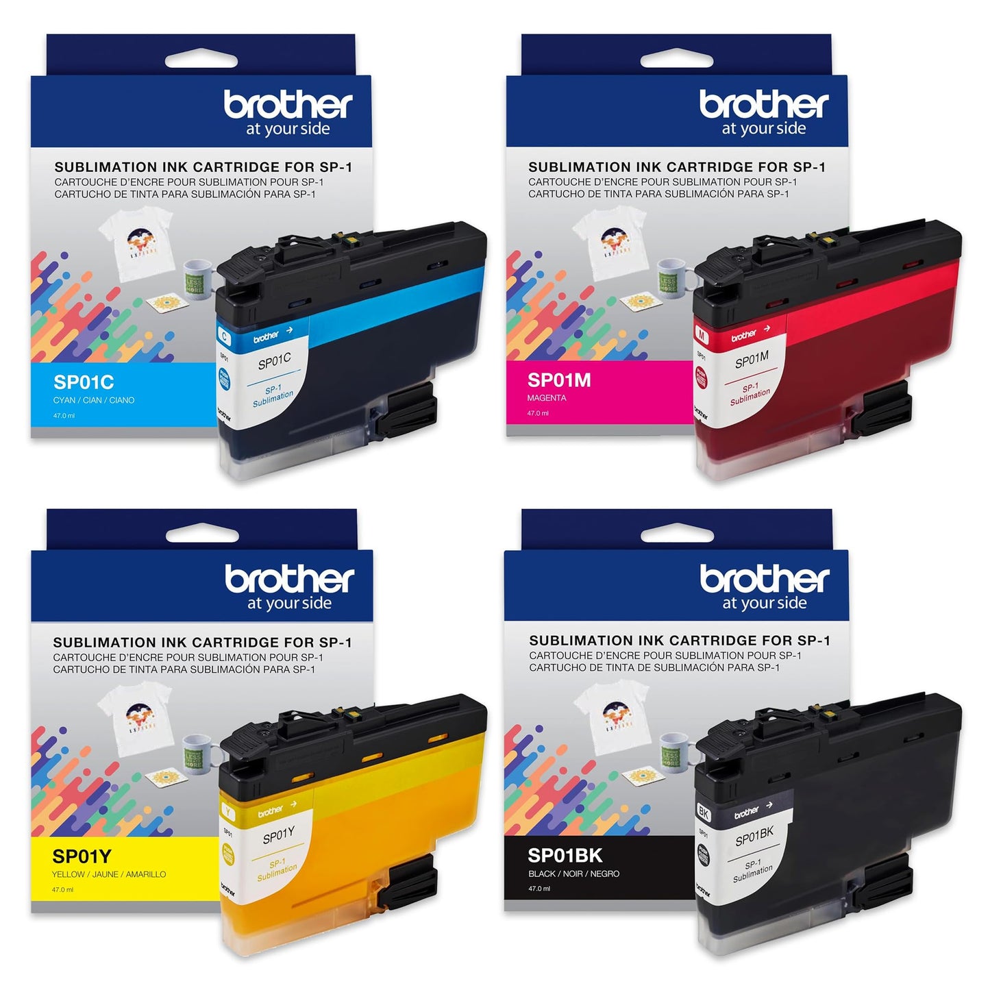 Brother SP-1 Sublimation Printer with Full CMYK 47ml Ink Set, 10 Dye-Sublimation Transfer Sheets & Artspira Design Software