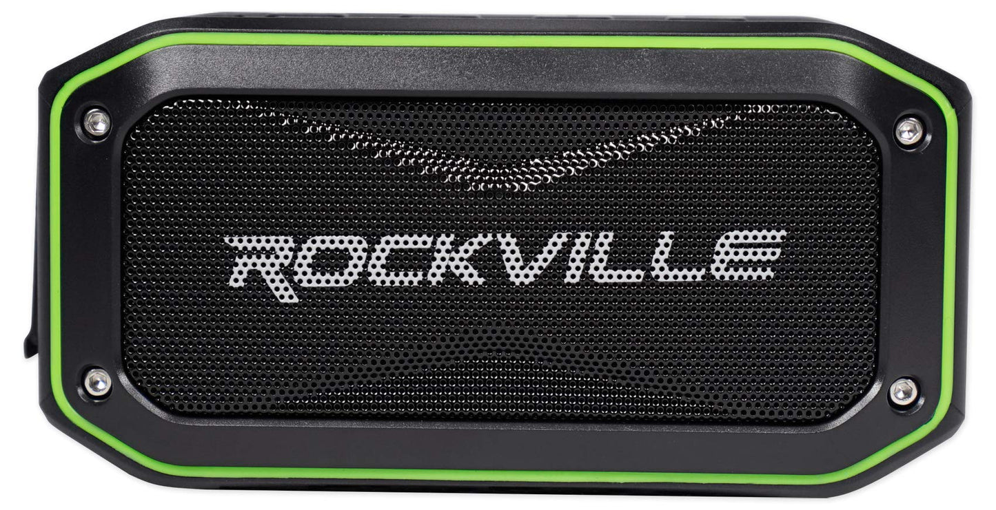 Rockville Portable Audio Bundle: (2) ROCK ANYWHERE Waterproof Bluetooth Speakers, TWS Stereo Linking, 2-items