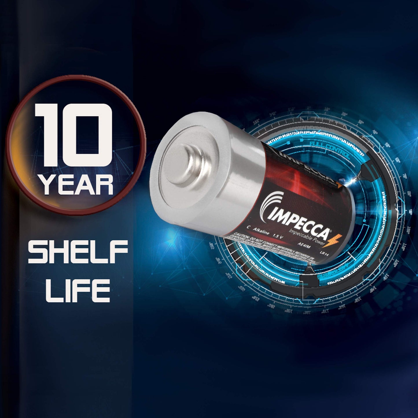 Impecca C Batteries, All-Purpose Alkaline Batteries (24-Pack) High Performance, Long Lasting, and Leak Resistant 24-Count LR14 - Platinum Series