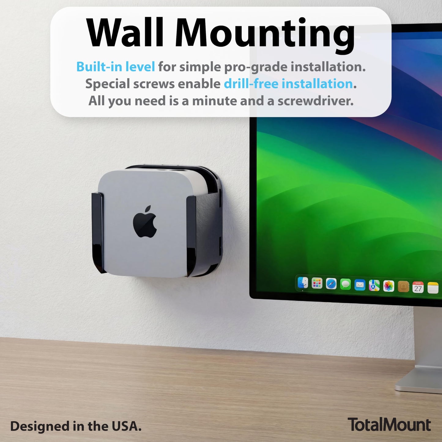 TotalMount for Mac mini (Mount to a Wall, Monitor, or Desk) - Includes Cooling Airflow Vents (Professional)
