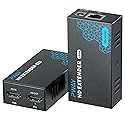 PWAY HDMI Extender 500ft Over Single Cat5e/6, One to Multiple Monitors by Gigabit Ethernet Switch, Full HD 1080P@60Hz Video Extended