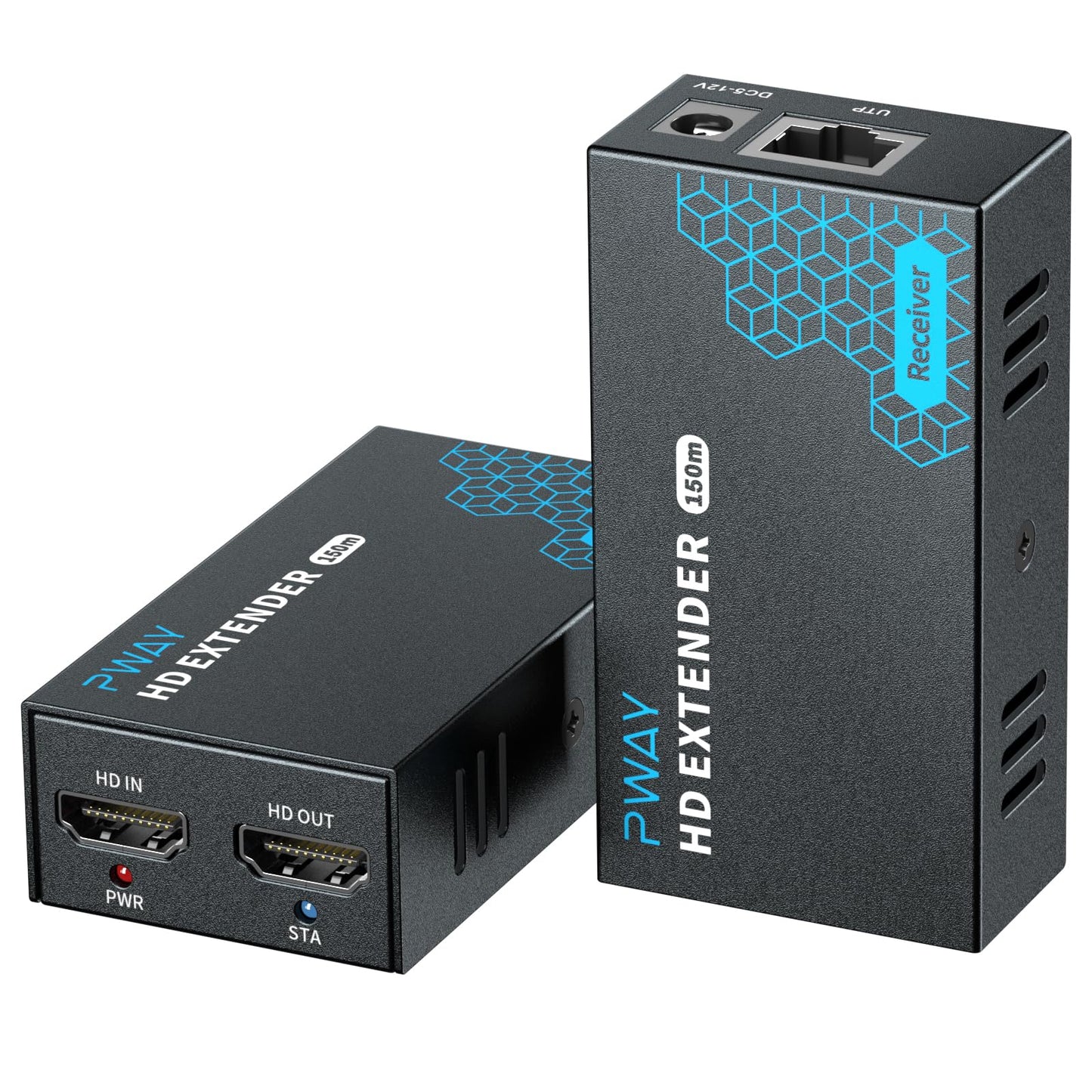 PWAY HDMI Extender 500ft Over Single Cat5e/6, One to Multiple Monitors by Gigabit Ethernet Switch, Full HD 1080P@60Hz Video Extended