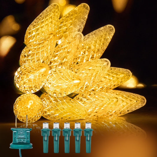 C9 LED Christmas Lights Outdoor, 97ft 150 LED Waterproof Strawberry Christmas Decorations String Lights, Plug in Vintage Christmas Tree Lights