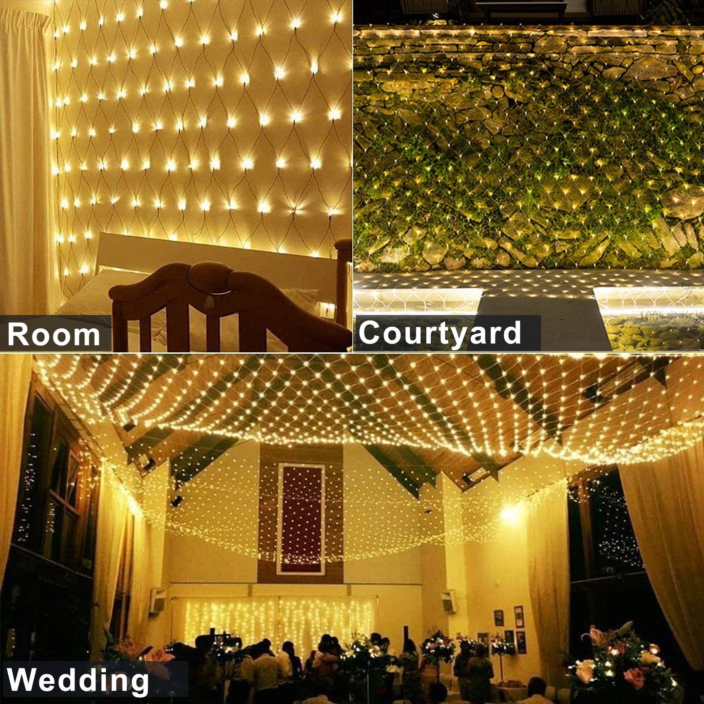 oopswow Christmas Net Lights Outdoor,9.8ft x 6.6ft Mesh Light Waterproof Tree Light,200Led Net String Lights Plug in with 8Modes Connectable