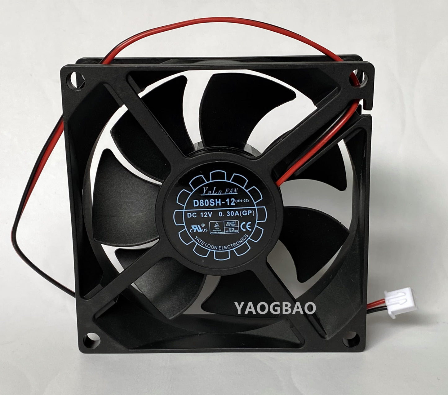 D80SH-12 DC12V 0.30A 8CM 8025 Cooling Fan for YAOGBAO D80SH-12 (GP) 2-Wire Power Supply Chassis Cooling Fan