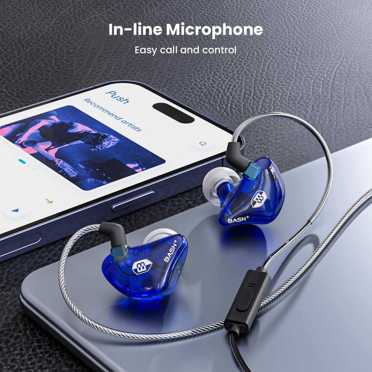 BASN in Ear Monitor Headphones for Musicians Audiophiles Drummers, Bsinger Pro Noise Isolating Earbuds with Dual Driver Dynamic Crystal Clear Sound