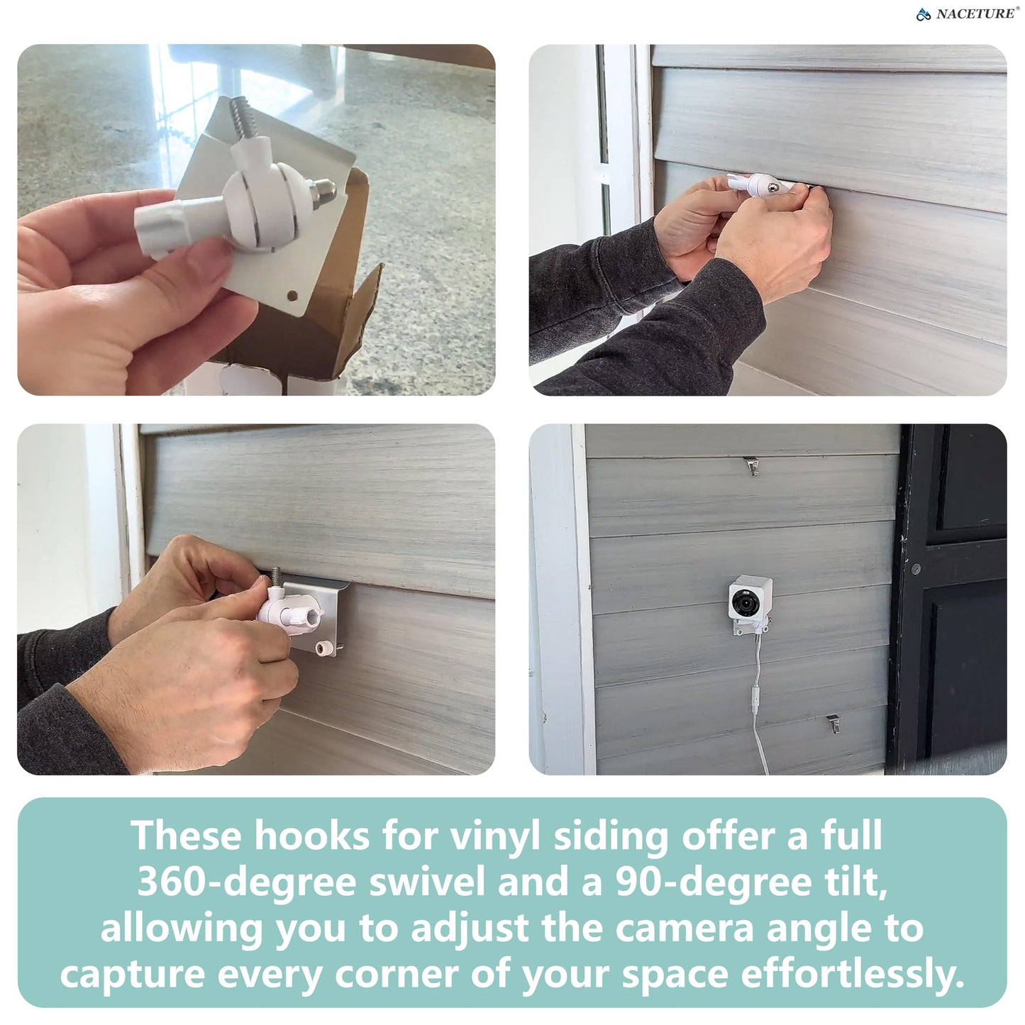 NACETURE 2 Pack Vinyl Siding Mount Compatible with Blink Camera Outside with 360° Swivel & 90° Tilt Adjustment- Outdoor Camera Mount No Drill or Hole