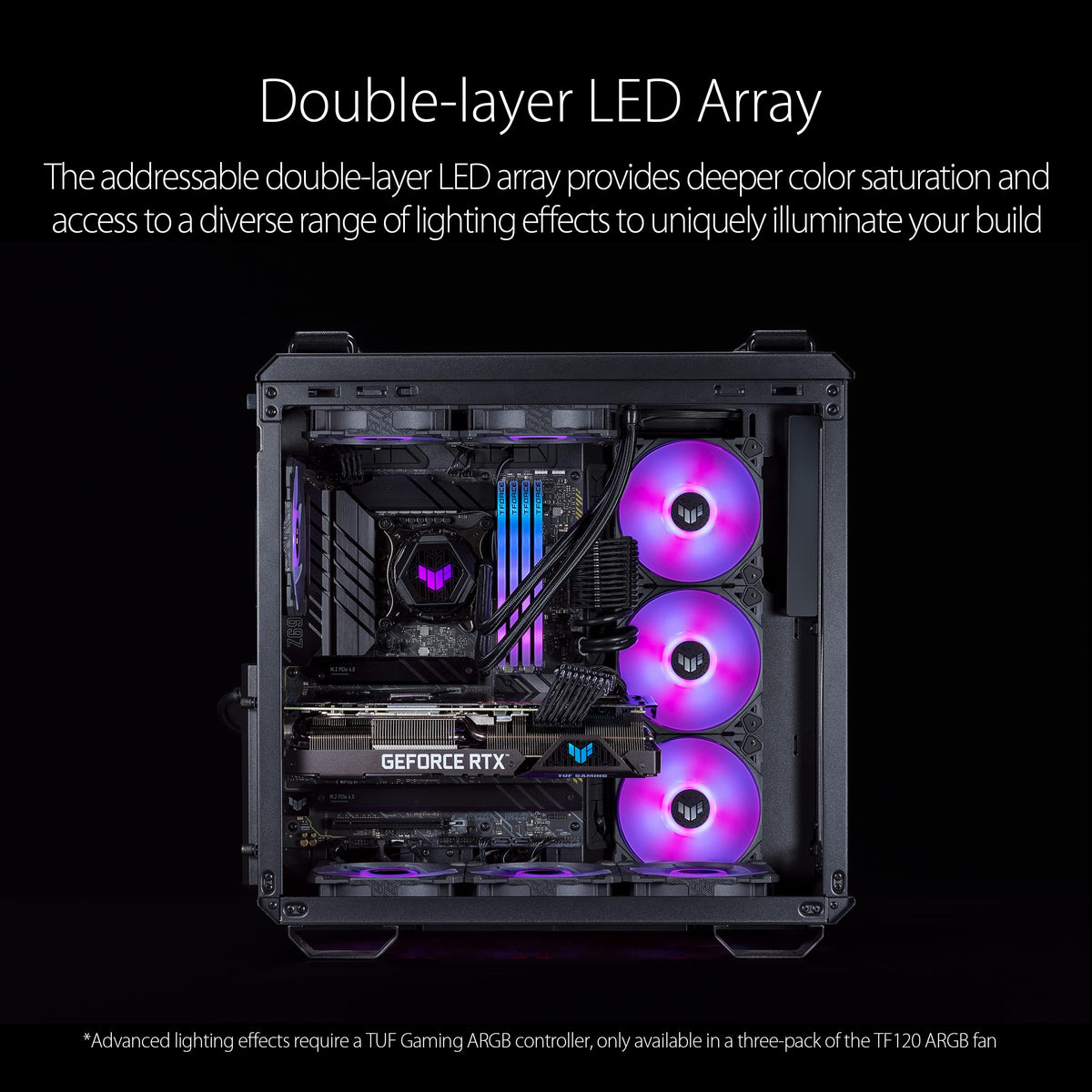 ASUS TUF Gaming TF120 ARGB Chassis Fan 3 Pack in Customizable LEDs, Advanced Fluid Dynamic Bearing, 120mm PWM Control, Anti-Vibration Pads