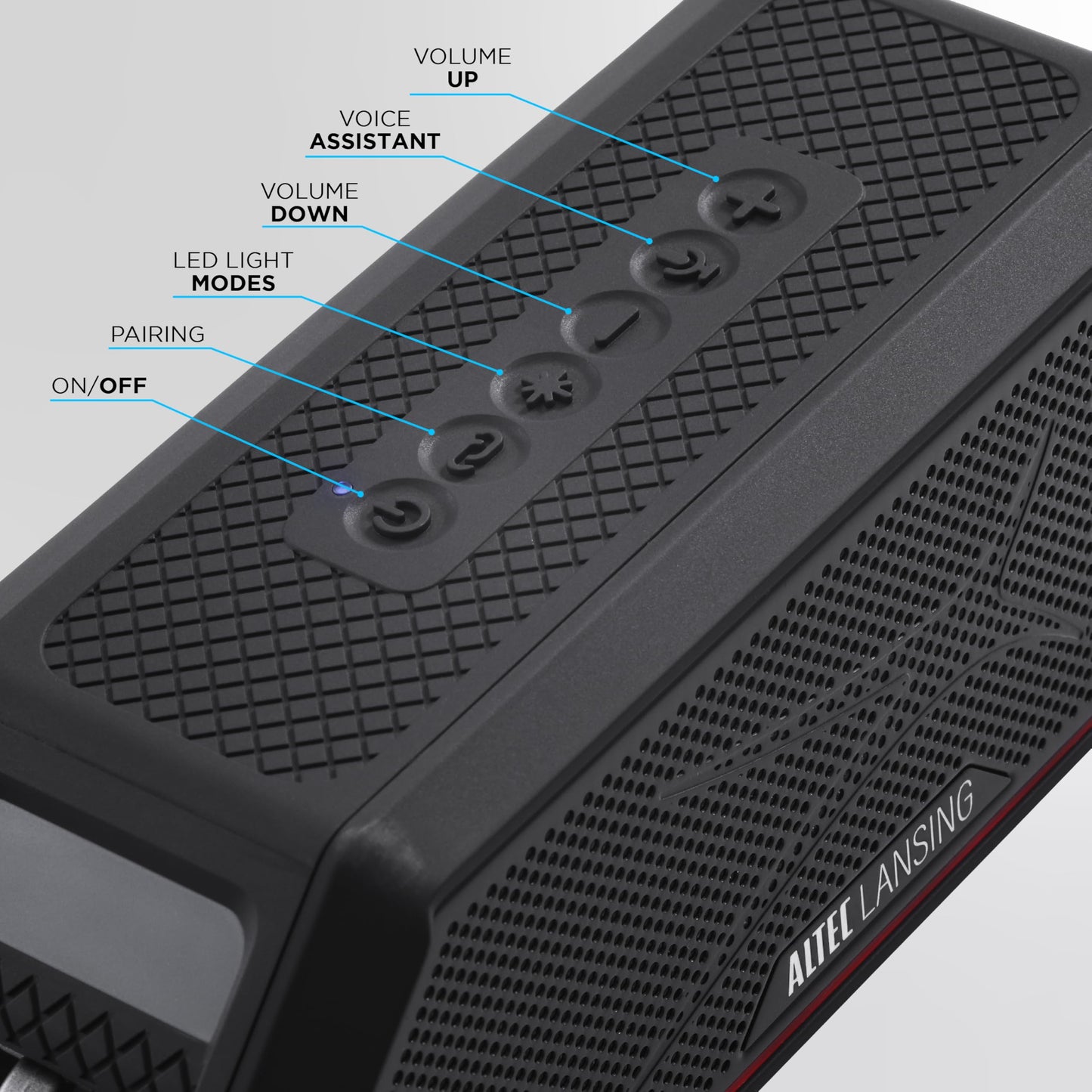 Altec Lansing Magnetic Bluetooth Speaker HYDRAJOLT 2.0, Waterproof IP67, 12W Output Power, 16H Battery, Multicolor LED, 100ft Wireless Range, Voice