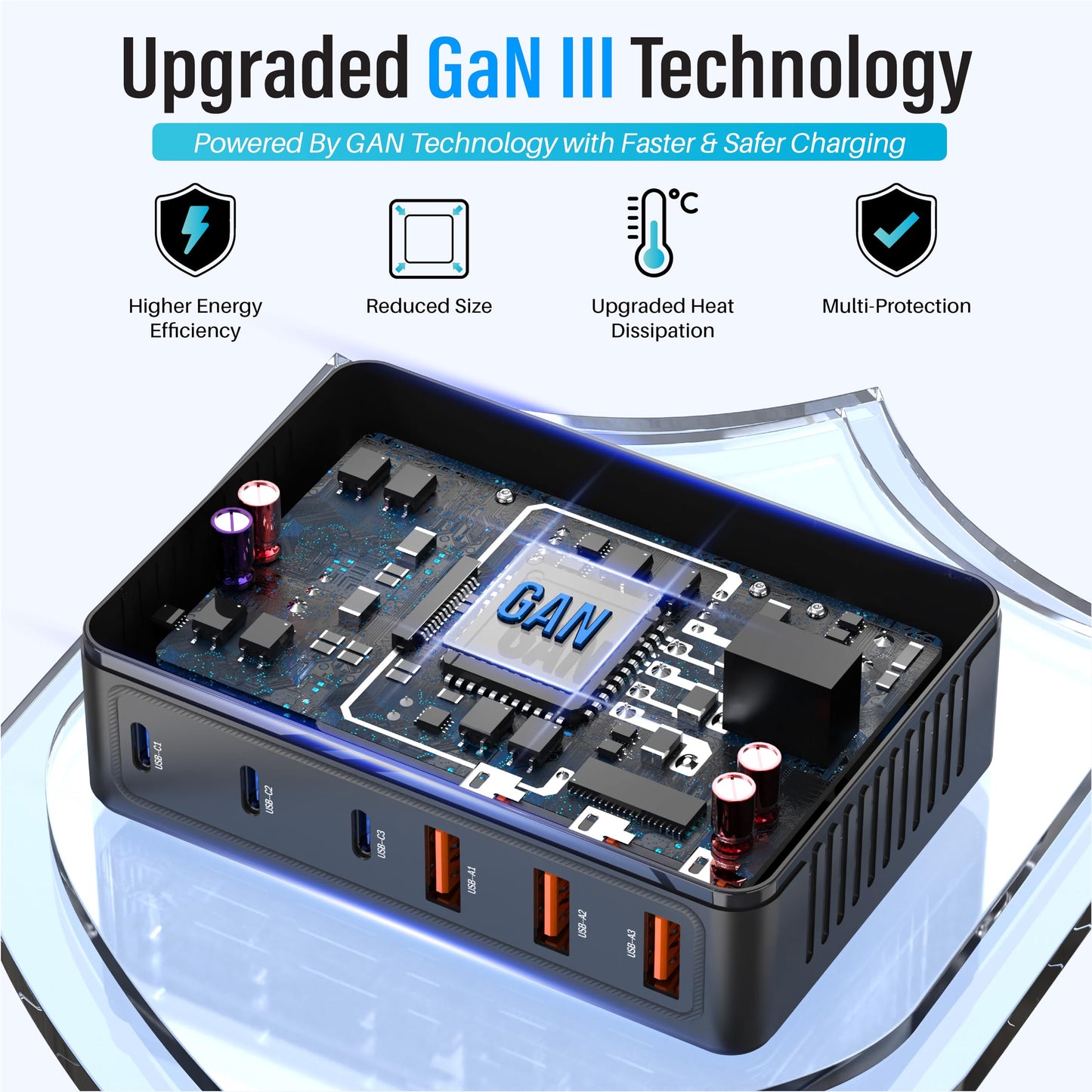TT&C 100W USB C Charging Station, 6-Port GaN III Desktop Hub (30W Max Per Port), Compatible with iPhone 17, 16, 15, Pro Max, 14, 13, 12, 11, iPad