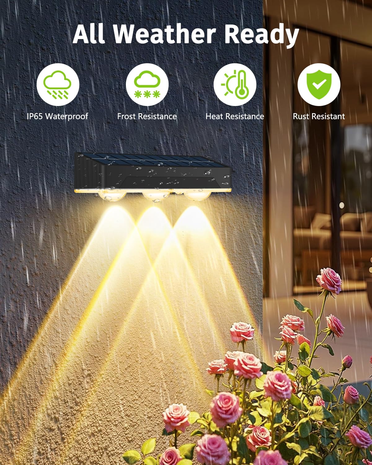 Solar Fence Lights Outdoor 8 Pack Waterproof Upgraded Brightness 3 LED Lens Solor Deck Lights Warm Cool Natural White RGB 10 Color Outside Solar