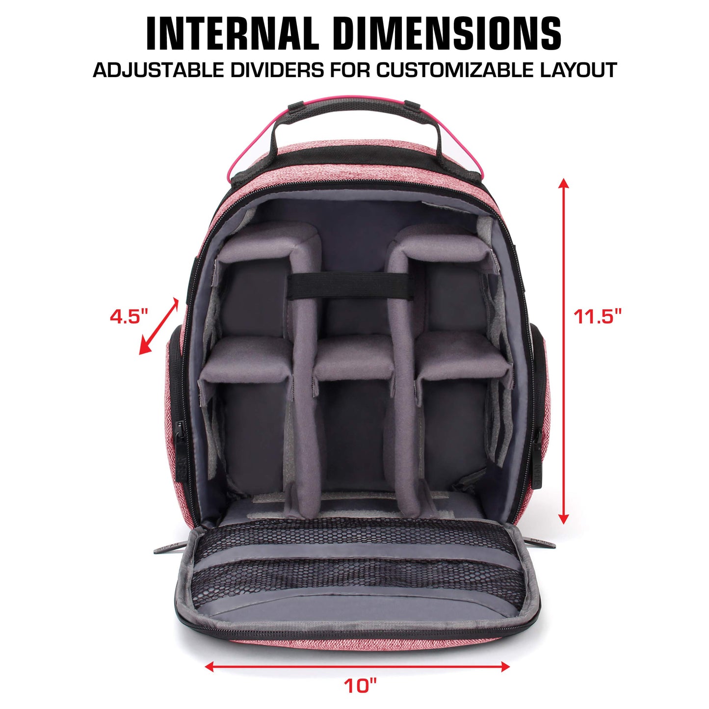 USA Gear Portable Camera Backpack for DSLR with Customizable Accessory Dividers, Weather Resistant Bottom and Comfortable Back Support - Compatible