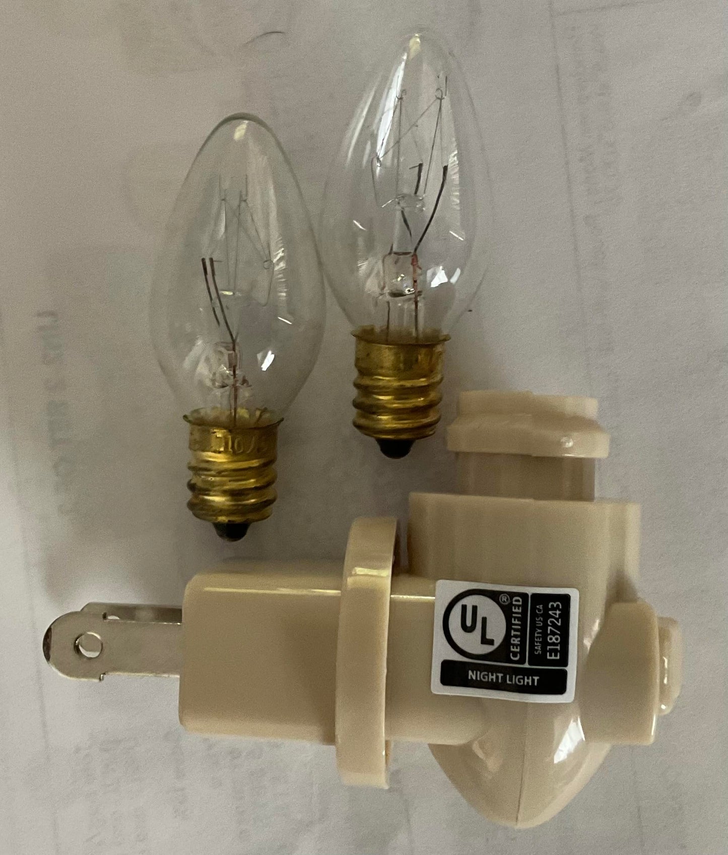 Replacement Swivel Night Light Base with Two 5W C7 Bulbs - 360° Rotating Plug to Match Outlet Orientation, Adjustable Plug-In Nightlight Module, UL