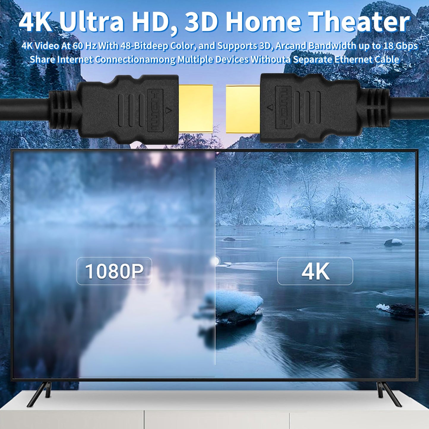 CENTROPOWER 4K HDMI Cable 3 ft 5-Pack 2.0 Ultra HD/Cord,High-Speed, 18Gbps,2.0b @60Hz,(1080P 2160P HDR),Black HDMI Cord，for Laptop, Monitors, HDTV