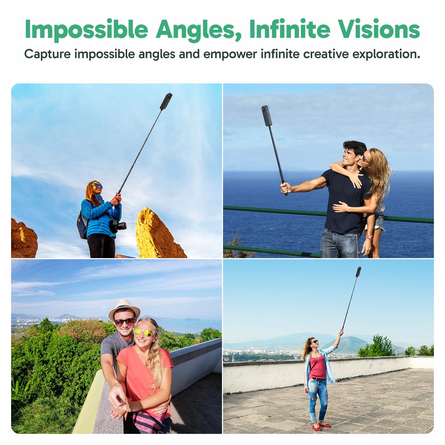 AKASO 47.2"/120cm Invisible Selfie Stick - Aluminum Alloy Invisible Pole for Insta360 X5/4/3, DJI Osmo 360, GoPro Hero 13/12/11, AKASO