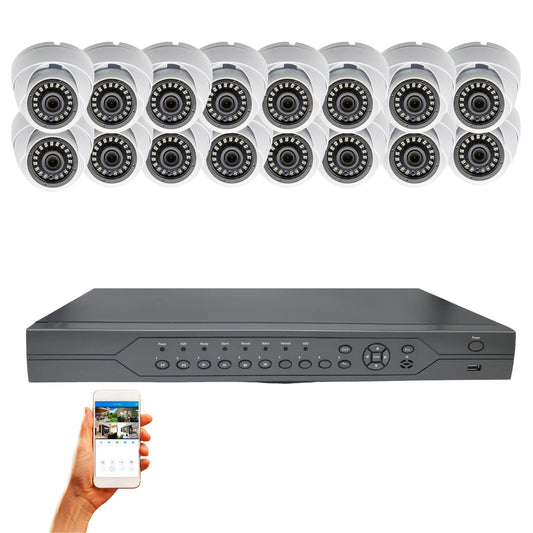 Evertech 32 Channel CCTV Security Surveillance System H.265 Security Digital Video Recorder 4TB Recording Storage and 16 Dome Cameras