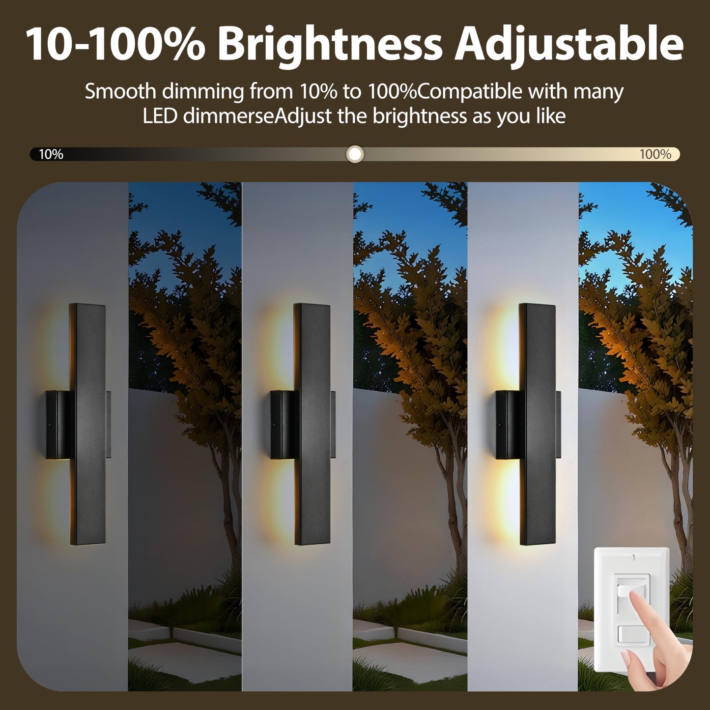 VINYAO 2 Pack 15.7” 20W Modern Linear LED Outdoor Wall Light Exterior Lighting Fixtures,Matte Black?for Porch, Patio, Garage, Exterior Doors, Patio