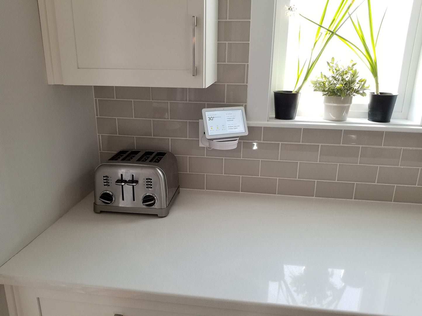 The Google Home Nest Hub [Gen 1 and Gen 2] Mount for Electrical Outlets. Full Swivel. Installs in Seconds. Hidden Cord Storage. Award Winning Design.