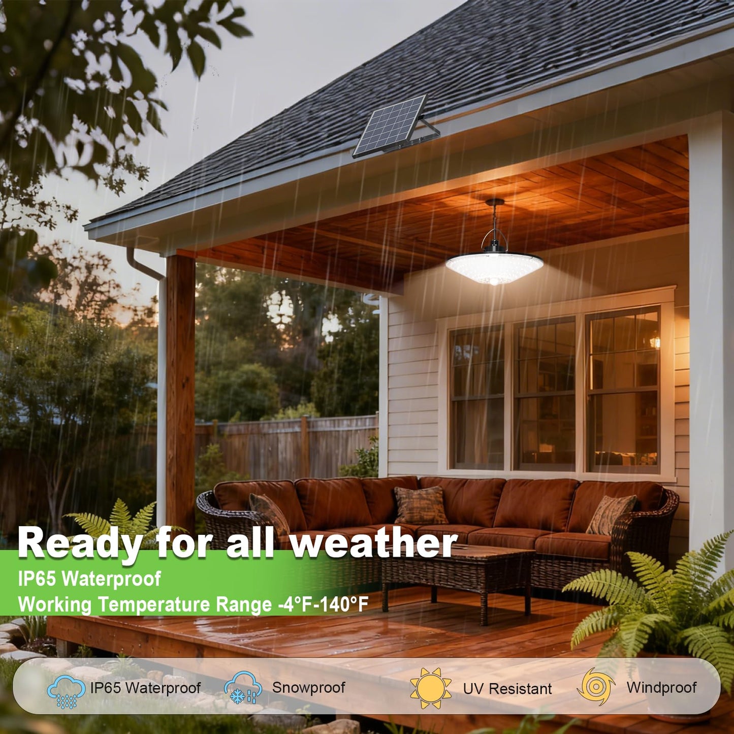 Solar Shed Light 198LED 1200LM Solar Powered Motion Sensor Light, 5 Modes Remote Control, IP65 Waterproof Solar Hanging Barn Light with 16.5ft Cable