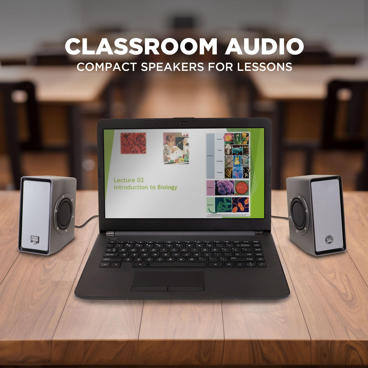 GOgroove Computer Speakers for Desktop PC, USB Powered Plug and Play 3.5mm AUX, Compact Design, Volume Knob, Sound for Office, Business & School