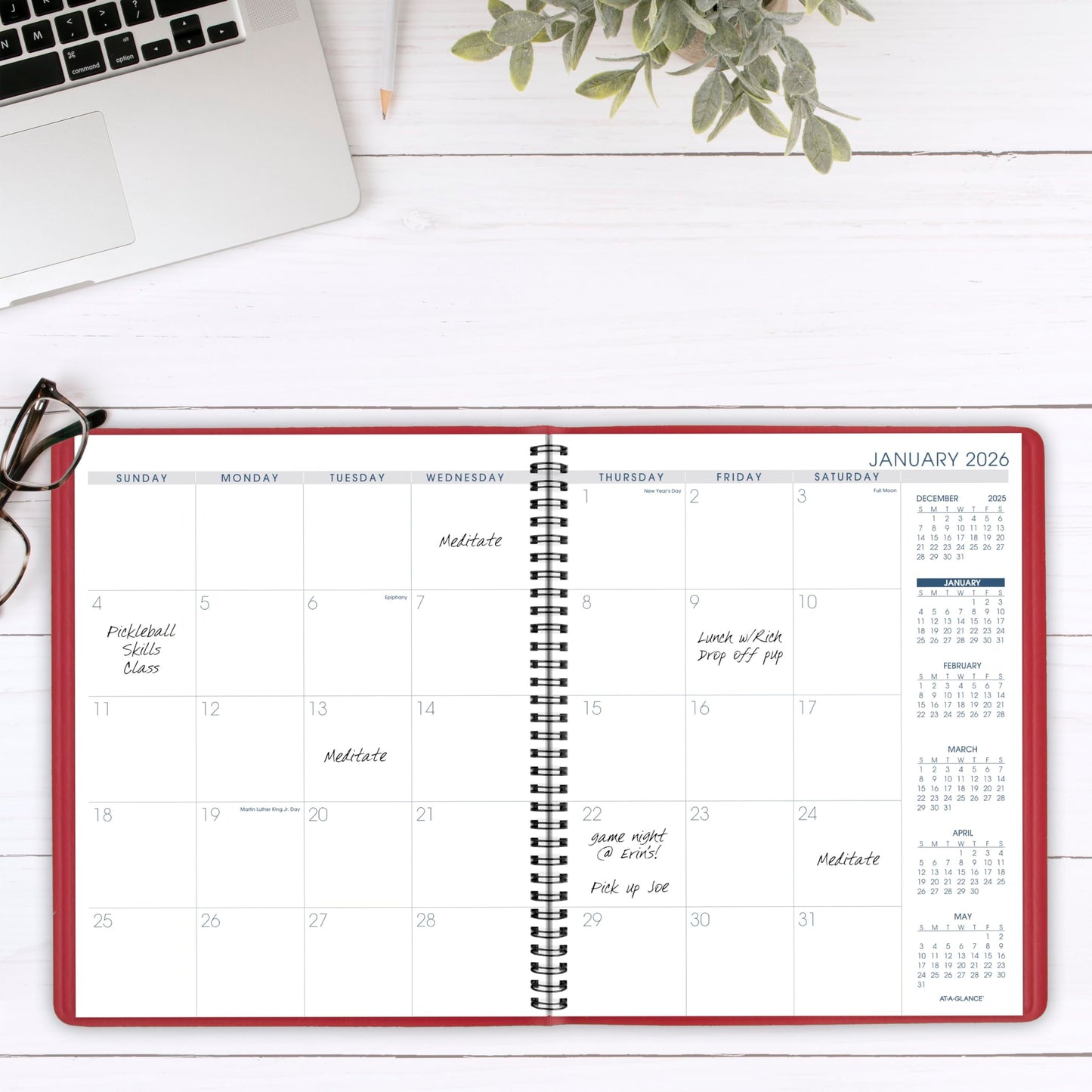 AT-A-GLANCE 2026 Planner, Monthly, 15-Month, 9" x 11", Large, Red (702501326)
