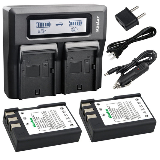 Kastar Fast Dual LCD Charger + 2X Battery for Nikon EN-EL9 EN-EL9a EN-EL9e Battery, MH-23 Charger and Nikon D40 D40X D60 D3000 D5000 SLR Cameras