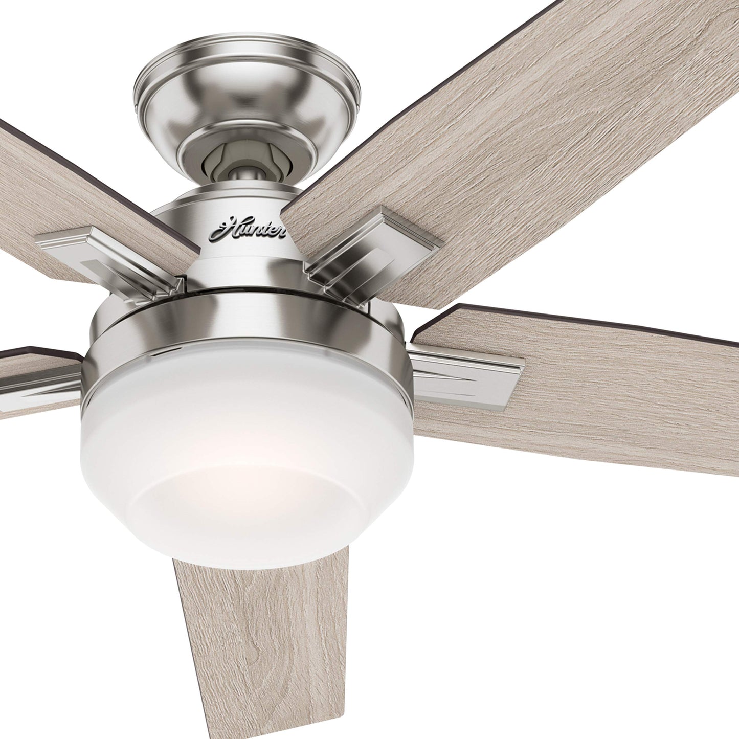 Hunter Fan 52 inch Contemporary Brushed Nickel Indoor Ceiling Fan with Light and Remote Control for Bedroom, Living Room/Family Room, Dining Room